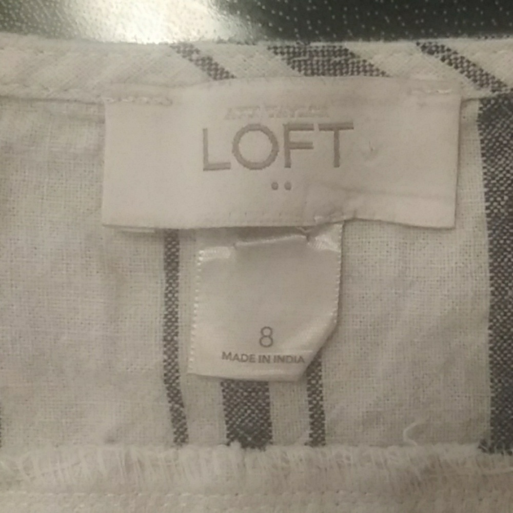 LOFT Nautical Stripped Linen Dress - Size: 8 - Picture 5 of 5